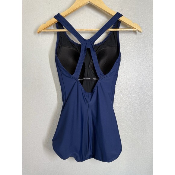 SPEEDO Women's Conservative Ultraback PowerFLEX One-piece Swimsuit Size 6 Navy - Picture 6 of 12